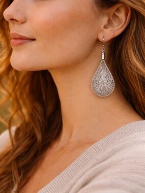 Silver Teardrop Dangle Earrings